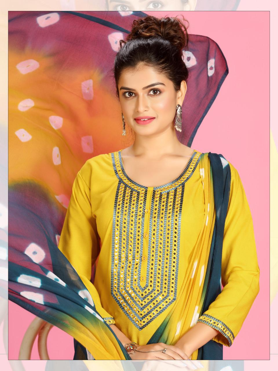 Manjeera Riyasat  Latest Fancy Designer Rayon Patiyala work Ethnic Wear Readymade Collection